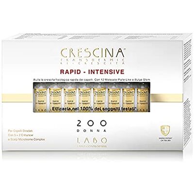 CRESCINA Transdermic Re-Croissance RAPID INTENSIVE Traitement Rapide Intensif pour la Recroissance des cheveux 200 Femme 20 ampoules CRESCINA Transdermic Re-Croissance RAPID INTENSIVE Traitement Rapide Intensif pour la Recroissance des cheveux 200 Femme 20 ampoules