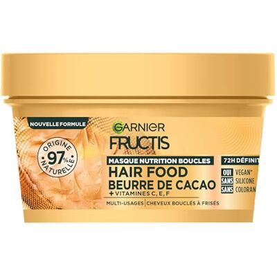 Garnier Fructis Hair Food Masque Nutrition Boucles au Beurre de Cacao Formule Vegan à 97% d'Origine Naturelle Pour Cheveux Bouclés à Frisés 320 ml Garnier Fructis Hair Food Masque Nutrition Boucles au Beurre de Cacao Formule Vegan à 97% d'Origine Naturelle Pour Cheveux Bouclés à Frisés 320 ml