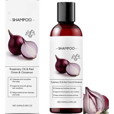 Sgjwyc Shampooing à l'oignon pour la croissance des cheveux, huile de romarin, oignons rouges et extrait de cannelle, shampooing anti-chute de cheveux, soin nourrissant, favorise des cheveux plus denses et Sgjwyc Shampooing à l'oignon pour la croissance des cheveux, huile de romarin, oignons rouges et extrait de cannelle, shampooing anti-chute de cheveux, soin nourrissant, favorise des cheveux plus denses et