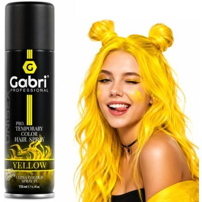 G Gabri Gabri Color Spray 150 ml – Spray de coloration pour cheveux – Peinture pour cheveux – Pro Temporary Hair Colour Spray (jaune, 150 ml (lot de 1)) G Gabri Gabri Color Spray 150 ml – Spray de coloration pour cheveux – Peinture pour cheveux – Pro Temporary Hair Colour Spray (jaune, 150 ml (lot de 1))