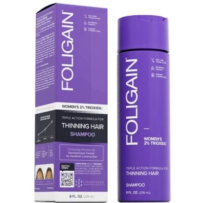 Foligain Shampoing pour la repousse des cheveux pour femme avec 2 % de trioxidil Shampooing anti-chute de cheveux Foligain Shampoing pour la repousse des cheveux pour femme avec 2 % de trioxidil Shampooing anti-chute de cheveux
