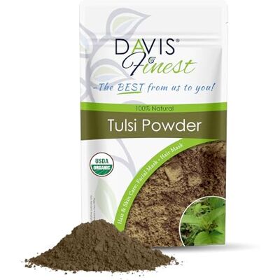 Davis Finest Masque Visage & Poudre Cheveux Tulsi et Basilic Sacré Soin pour le Visage Anti-Âge, Raffermissant, Hydratant Réducteur Pores, Traitement Acné, Éclaircissant Visage Végétalien 100 g Davis Finest Masque Visage & Poudre Cheveux Tulsi et Basilic Sacré Soin pour le Visage Anti-Âge, Raffermissant, Hydratant Réducteur Pores, Traitement Acné, Éclaircissant Visage Végétalien 100 g