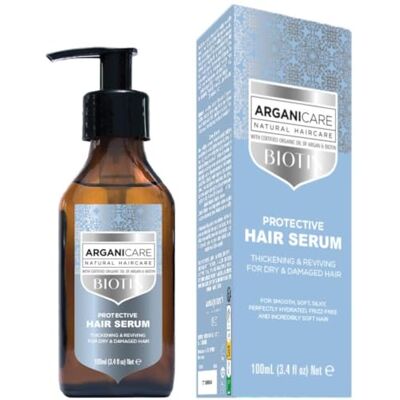 Arganicare Biotine Sérum capillaire à l'huile d'argan, 100 ml, sérum protecteur pour cheveux secs et abîmés, enrichi en collagène, kératine et extrait de camomille Arganicare Biotine Sérum capillaire à l'huile d'argan, 100 ml, sérum protecteur pour cheveux secs et abîmés, enrichi en collagène, kératine et extrait de camomille