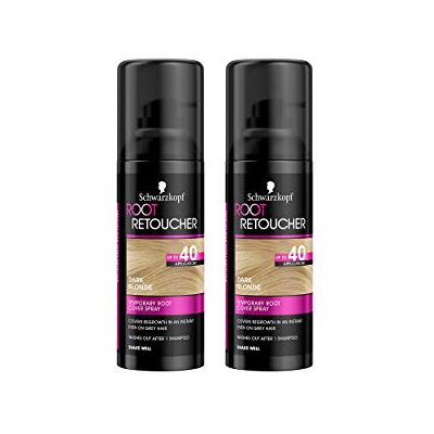 Schwarzkopf Retoucheur de racine, spray de teinture temporaire instantané pour la repousse du blond, blond foncé Duo Box Schwarzkopf Retoucheur de racine, spray de teinture temporaire instantané pour la repousse du blond, blond foncé Duo Box