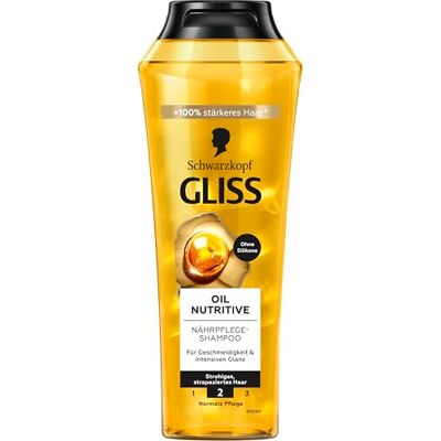 Gliss Kur Gliss Shampooing Oil Nutritive (250 ml), le shampooing pour cheveux offre un soin nourrissant intense pour les cheveux rêches et abîmés, le shampooing de soin apporte une brillance saine Gliss Kur Gliss Shampooing Oil Nutritive (250 ml), le shampooing pour cheveux offre un soin nourrissant intense pour les cheveux rêches et abîmés, le shampooing de soin apporte une brillance saine