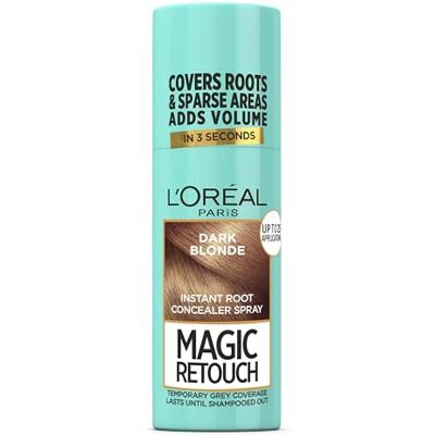L'Oreal Paris L'Oréal Magic Retouch Instant Root Concealer Spray idéal pour retoucher la repousse des racines grises, application facile, formule légère, couleur : blond foncé, 75 ml L'Oreal Paris L'Oréal Magic Retouch Instant Root Concealer Spray idéal pour retoucher la repousse des racines grises, application facile, formule légère, couleur : blond foncé, 75 ml