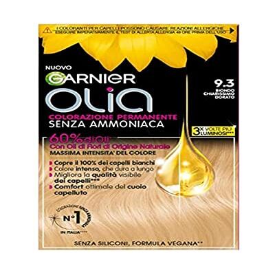 Garnier Olia Teinte Cheveux, Coloration Permanente Sans Ammoniaque, Huiles de Fleur d'Origine Naturelle, Formule Végétalienne, Blond Clair Doré Garnier Olia Teinte Cheveux, Coloration Permanente Sans Ammoniaque, Huiles de Fleur d'Origine Naturelle, Formule Végétalienne, Blond Clair Doré
