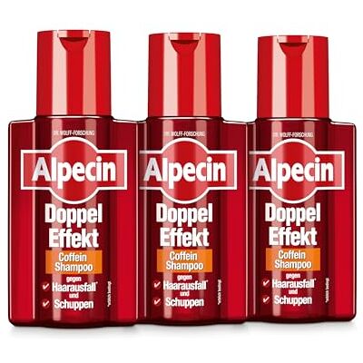 Alpecin Lot de 3 shampoings à la caféine double effet 200 ml Contre la chute des cheveux héréditaire et les pellicules Convient pour cuir chevelu gras rapidement Alpecin Lot de 3 shampoings à la caféine double effet 200 ml Contre la chute des cheveux héréditaire et les pellicules Convient pour cuir chevelu gras rapidement