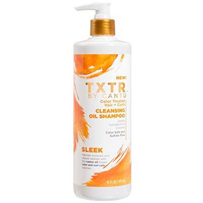 Cantu TXTR Sleek Cleansing Oil Shampooing – Pour cheveux colorés et boucles – Hydrate – Apaise le cuir chevelu – Avec huile de ricin pour la brillance – 473 ml Cantu TXTR Sleek Cleansing Oil Shampooing – Pour cheveux colorés et boucles – Hydrate – Apaise le cuir chevelu – Avec huile de ricin pour la brillance – 473 ml