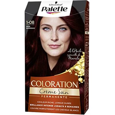 Schwarzkopf Palette Coloration Permanente Cheveux Crème Soin Brillance Intense Couvre 100% des Cheveux Blancs Tenue 8 semaines Noir Bordeaux 1.08 Schwarzkopf Palette Coloration Permanente Cheveux Crème Soin Brillance Intense Couvre 100% des Cheveux Blancs Tenue 8 semaines Noir Bordeaux 1.08