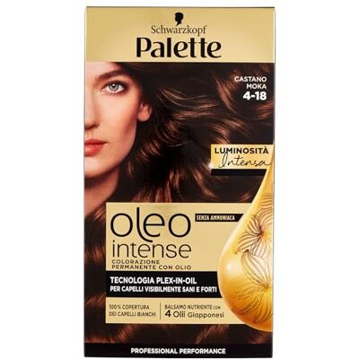 Schwarzkopf Palette Oleo, sans ammoniaque, coloration permanente couverture professionnelle cheveux blancs, 4-18 Châtain Moka, emballage unique Schwarzkopf Palette Oleo, sans ammoniaque, coloration permanente couverture professionnelle cheveux blancs, 4-18 Châtain Moka, emballage unique