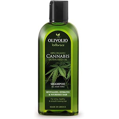 Olivolio Shampooing 100 % bio à l'huile de cannabis/chanvre pour tous les types de cheveux, sans huile minérale ni parabène, 200 ml Olivolio Shampooing 100 % bio à l'huile de cannabis/chanvre pour tous les types de cheveux, sans huile minérale ni parabène, 200 ml