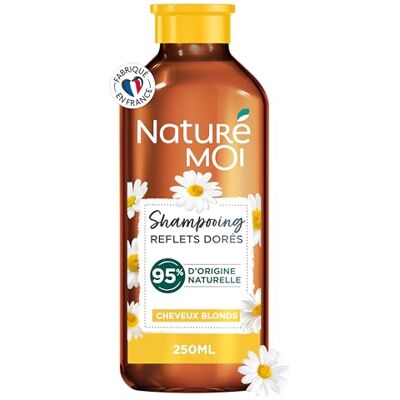 Naturé moi Shampooing Reflets Dorés Soin Cheveux Cheveux Blonds Shampooing Sans Sulfate Ravive les Reflets Camomille Bio 95% d'Origine Naturelle 250 ml Fabriqué en France Naturé moi Shampooing Reflets Dorés Soin Cheveux Cheveux Blonds Shampooing Sans Sulfate Ravive les Reflets Camomille Bio 95% d'Origine Naturelle 250 ml Fabriqué en France