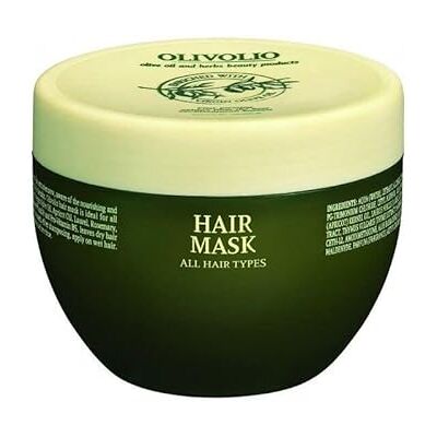 Olivolio Masque capillaire avec 93 % d'ingrédients naturels et 100 % d'huile d'olive bio et pour tous les types de cheveux 250 ml Olivolio Masque capillaire avec 93 % d'ingrédients naturels et 100 % d'huile d'olive bio et pour tous les types de cheveux 250 ml