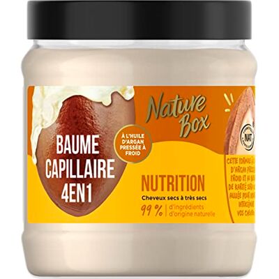 Nature Box Masque Cheveux 4-en-1 Cheveux Secs à Très Secs-A l'Huile d'Argan Pressée à Froid 99% d’Ingrédients d’Origine Naturelle -Pré-shampoing-Après-shampoing-Masque-Soin Sans Rinçage-300 ml Nature Box Masque Cheveux 4-en-1 Cheveux Secs à Très Secs-A l'Huile d'Argan Pressée à Froid 99% d’Ingrédients d’Origine Naturelle -Pré-shampoing-Après-shampoing-Masque-Soin Sans Rinçage-300 ml