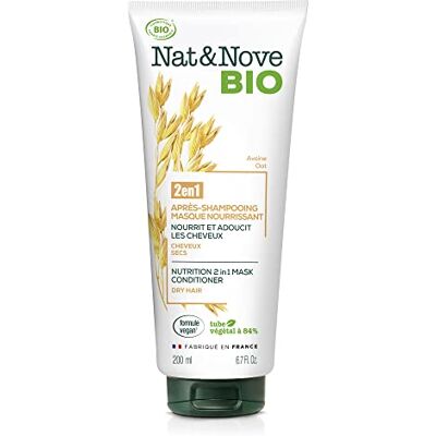 Nat&Nove BIO après-shampooing masque 2en1 nourrissant certifié bio pour cheveux secs 200 Ml Nat&Nove BIO après-shampooing masque 2en1 nourrissant certifié bio pour cheveux secs 200 Ml