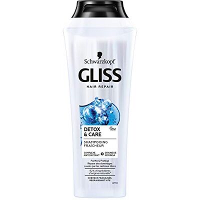 Schwarzkopf Gliss Shampoing Detox&Care Cheveux fragilisés/regraissant vite 92% d'ingrédients d'origine naturelle Flacon de 250ml Schwarzkopf Gliss Shampoing Detox&Care Cheveux fragilisés/regraissant vite 92% d'ingrédients d'origine naturelle Flacon de 250ml