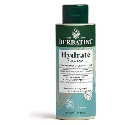 Herbatint Hydrate Shampooing ultra hydratant – 260 ml Shampooing biologique idéal pour cheveux assoiffés, secs et déshydratés Formule exclusive, 97% d'ingrédients d'origine naturelle, Cosmos Herbatint Hydrate Shampooing ultra hydratant – 260 ml Shampooing biologique idéal pour cheveux assoiffés, secs et déshydratés Formule exclusive, 97% d'ingrédients d'origine naturelle, Cosmos