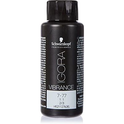 Schwarzkopf Professional Igora Vibrance Tone on Tone Coloration capillaire N°7-77 Blond moyen Cuivre Extra 60 ml 7702045561234 Schwarzkopf Professional Igora Vibrance Tone on Tone Coloration capillaire N°7-77 Blond moyen Cuivre Extra 60 ml 7702045561234