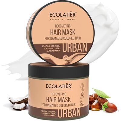 ECOLATIÈR ECOLATIER® Urban Series Masque capillaire régénérant pour cheveux colorés et abîmés, 380 ml, riche en nutriments pour un lissage doux et une brillance ECOLATIÈR ECOLATIER® Urban Series Masque capillaire régénérant pour cheveux colorés et abîmés, 380 ml, riche en nutriments pour un lissage doux et une brillance