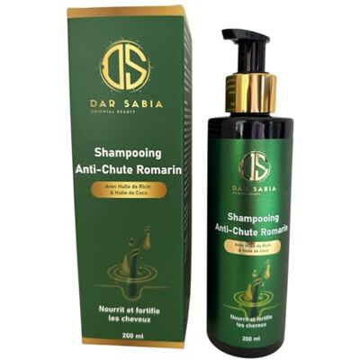 DAR SABIA Meilleur shampooing anti-chute au romarin bio pour une brillance et un volume éclatants Réduit la chute des cheveux Favorise la croissance des cheveux Huile de ricin et noix de coco 200 ml DAR SABIA Meilleur shampooing anti-chute au romarin bio pour une brillance et un volume éclatants Réduit la chute des cheveux Favorise la croissance des cheveux Huile de ricin et noix de coco 200 ml