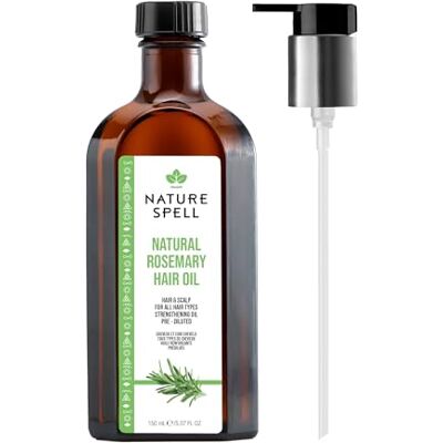 Nature Spell Huile de romarin pour la pousse des cheveux avec distributeur à pompe, huile pré-diluée pour renforcer et nourrir les mèches sèches et abîmées, pour tous les types de cheveux, 150 ml Nature Spell Huile de romarin pour la pousse des cheveux avec distributeur à pompe, huile pré-diluée pour renforcer et nourrir les mèches sèches et abîmées, pour tous les types de cheveux, 150 ml