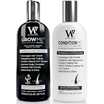 Watermans UK Shampooing et après-shampoing pour la croissance des cheveux Biotine, huile d'argan, allantoïne, romarin, niacinamide, lupin Watermans UK Shampooing et après-shampoing pour la croissance des cheveux Biotine, huile d'argan, allantoïne, romarin, niacinamide, lupin