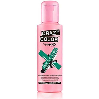 Crazy Color Crazy Colour Semi Permanent Hair Dye By Renbow Emerald Green No.53 (100ml) Box of 4 Crazy Color Crazy Colour Semi Permanent Hair Dye By Renbow Emerald Green No.53 (100ml) Box of 4