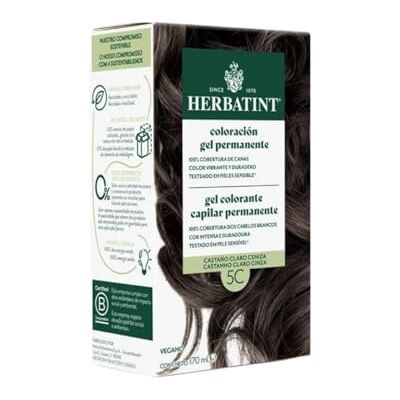 Herbatint Gel de coloration permanent pour cheveux 5C Châtain clair cendré 170 ml Sans ammoniaque, couverture optimale des cheveux blancs, formule végétalienne, avec 8 extraits végétaux biologiques Herbatint Gel de coloration permanent pour cheveux 5C Châtain clair cendré 170 ml Sans ammoniaque, couverture optimale des cheveux blancs, formule végétalienne, avec 8 extraits végétaux biologiques
