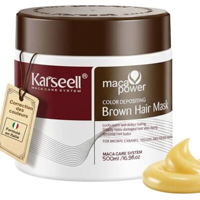 Karseell MACA CARE SYSTEM Masque Capillaire Colorant Marron Nourrissant Hydratant Réparateur Anti-Frisottis Sublime Couleur Châtain Donne Éclat Brillance Cheveux Secs Abîmés Soin Professionnel 500ml Karseell MACA CARE SYSTEM Masque Capillaire Colorant Marron Nourrissant Hydratant Réparateur Anti-Frisottis Sublime Couleur Châtain Donne Éclat Brillance Cheveux Secs Abîmés Soin Professionnel 500ml