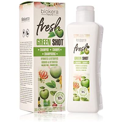 SALERM Shampooing sans sulfates ni parabènes Green Shot Biokera Fresh 300 ml Nettoie et hydrate en profondeur Protège les cheveux et le cuir chevelu contre les agents extérieurs SALERM Shampooing sans sulfates ni parabènes Green Shot Biokera Fresh 300 ml Nettoie et hydrate en profondeur Protège les cheveux et le cuir chevelu contre les agents extérieurs