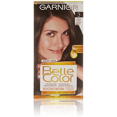 Garnier Belle Color Coloration d'aspect naturel et couverture complète des cheveux gris avec de l'huile de jojoba et du germe de blé Ton: Brun foncé 3 Garnier Belle Color Coloration d'aspect naturel et couverture complète des cheveux gris avec de l'huile de jojoba et du germe de blé Ton: Brun foncé 3