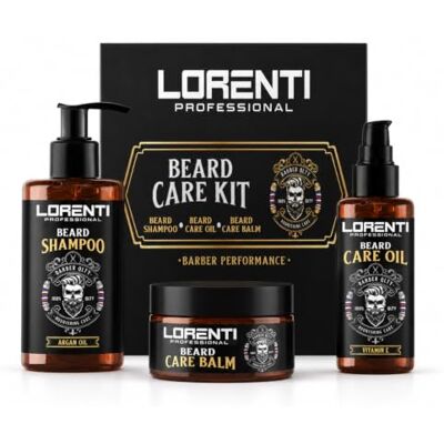 LORENTI TOKYO & SEOUL Argan Barber Kit d'entretien de barbe et de coiffage Kit d'entretien de la barbe avec huile à barbe, shampooing à barbe et baume à barbe Idée cadeau pour homme Kit de soins LORENTI TOKYO & SEOUL Argan Barber Kit d'entretien de barbe et de coiffage Kit d'entretien de la barbe avec huile à barbe, shampooing à barbe et baume à barbe Idée cadeau pour homme Kit de soins