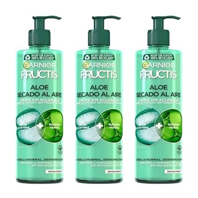 Garnier Fructis Aloe Traitement capillaire hydratant séchage à l'air pour cheveux normaux longs avec Alore Vera et glycérine végétale, 3 x 400 ml Garnier Fructis Aloe Traitement capillaire hydratant séchage à l'air pour cheveux normaux longs avec Alore Vera et glycérine végétale, 3 x 400 ml