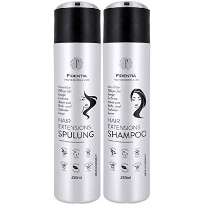 Fidentia Extensions de cheveux Shampooing & Conditioner 250 ml par flacon sans silicone Haute teneur en huile d'argan pour cheveux rugueux Fidentia Extensions de cheveux Shampooing & Conditioner 250 ml par flacon sans silicone Haute teneur en huile d'argan pour cheveux rugueux