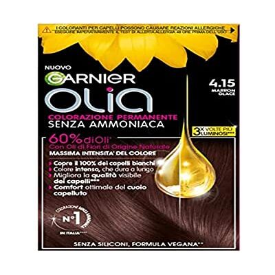 Garnier Olia Teinte Cheveux, Coloration Permanente Sans Ammoniaque, Couvre 100% des Cheveux Blancs, Avec Huiles de Fleur d'Origine Naturelle, Formule Vegana, Marron Glacé Garnier Olia Teinte Cheveux, Coloration Permanente Sans Ammoniaque, Couvre 100% des Cheveux Blancs, Avec Huiles de Fleur d'Origine Naturelle, Formule Vegana, Marron Glacé