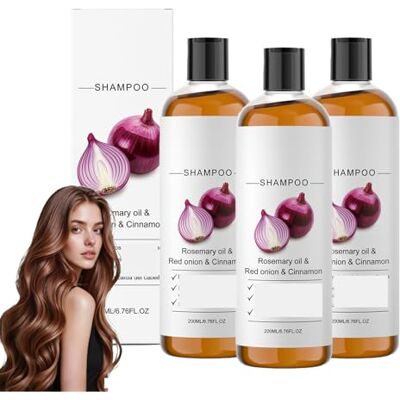 SHEHABOR Lot de 3 shampoings à la biotine au romarin et à l'oignon pour cheveux volumisants, soin doux du cuir chevelu pour cheveux fins, shampoing épaississant, nettoyage en profondeur et hydratant SHEHABOR Lot de 3 shampoings à la biotine au romarin et à l'oignon pour cheveux volumisants, soin doux du cuir chevelu pour cheveux fins, shampoing épaississant, nettoyage en profondeur et hydratant