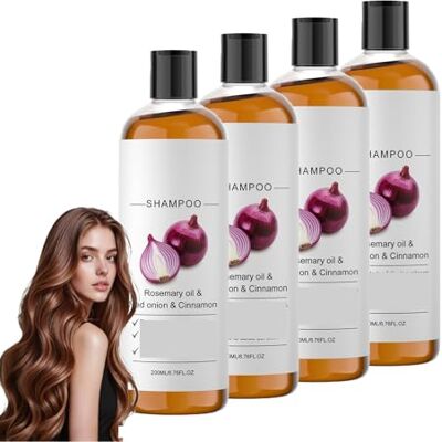 SHEHABOR Lot de 4 shampoings à la biotine au romarin et à l'oignon pour cheveux volumisants, soin doux du cuir chevelu pour cheveux fins, shampoing épaississant, nettoyage en profondeur et hydratant SHEHABOR Lot de 4 shampoings à la biotine au romarin et à l'oignon pour cheveux volumisants, soin doux du cuir chevelu pour cheveux fins, shampoing épaississant, nettoyage en profondeur et hydratant