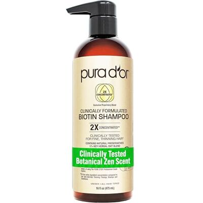 Pura D'Or Shampoing épaississant de qualité professionnelle testé cliniquement pour des résultats optimaux, ingrédients naturels et biologiques sans sulfate, pour homme et femme, 473 ml Pura D'Or Shampoing épaississant de qualité professionnelle testé cliniquement pour des résultats optimaux, ingrédients naturels et biologiques sans sulfate, pour homme et femme, 473 ml