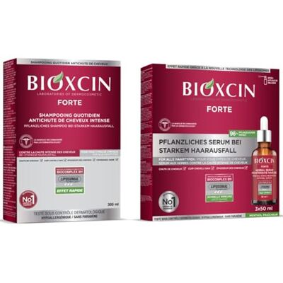Bioxsine Forte Lot économique pour perte de cheveux intense 300 ml + 3 x 50 ml de sérum Bioxsine Forte Lot économique pour perte de cheveux intense 300 ml + 3 x 50 ml de sérum