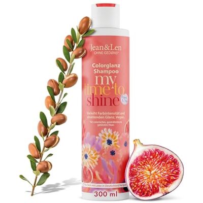 Jean & Len Colorglanz Shampooing à l'huile d'argan et de figue pour cheveux colorés et abîmés, apporte intensité de couleur et brillance, sans parabène ni silicone, végétalien, 300 ml Jean & Len Colorglanz Shampooing à l'huile d'argan et de figue pour cheveux colorés et abîmés, apporte intensité de couleur et brillance, sans parabène ni silicone, végétalien, 300 ml