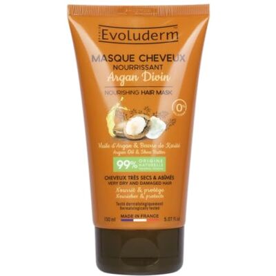 Evoluderm Masque Cheveux Nourrissant Argan Divin 150 ml 99% d'Origine Naturelle Végan Fabrication Française Evoluderm Masque Cheveux Nourrissant Argan Divin 150 ml 99% d'Origine Naturelle Végan Fabrication Française