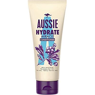 Aussie Miracle Moist Après-shampoing hydratant végan, formule nourrissante à l’huile de noix de macadamia pour les cheveux secs et abîmés, Sans cruauté, Flacon recyclable, 200 ml Aussie Miracle Moist Après-shampoing hydratant végan, formule nourrissante à l’huile de noix de macadamia pour les cheveux secs et abîmés, Sans cruauté, Flacon recyclable, 200 ml