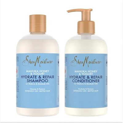 Shea Moisture SheaMoisture Shampooing et Après-shampooing pour les cheveux extrêmement secs et fragiles Miel de Manuka et Yaourt Shampooing 1 x 384 ml, Après-shampooing 1 x 384 ml 2 articles Shea Moisture SheaMoisture Shampooing et Après-shampooing pour les cheveux extrêmement secs et fragiles Miel de Manuka et Yaourt Shampooing 1 x 384 ml, Après-shampooing 1 x 384 ml 2 articles