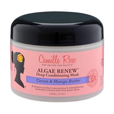 Camille Rose Algae Renew Masque capillaire revitalisant en profondeur, pour tous les types de cheveux, nourrit et renforce, beurre de cacao et de mangue, 240 ml Camille Rose Algae Renew Masque capillaire revitalisant en profondeur, pour tous les types de cheveux, nourrit et renforce, beurre de cacao et de mangue, 240 ml