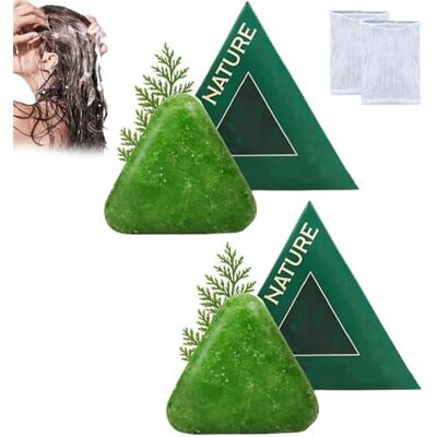 JIAOY Nature Triangle Shampooing Bar, Nature SevenGreen Shampooing Solide, à base de plantes, apaise et renforce les cheveux, nettoyage en douceur et soin nourrissant pour tous les types de cheveux (2 JIAOY Nature Triangle Shampooing Bar, Nature SevenGreen Shampooing Solide, à base de plantes, apaise et renforce les cheveux, nettoyage en douceur et soin nourrissant pour tous les types de cheveux (2