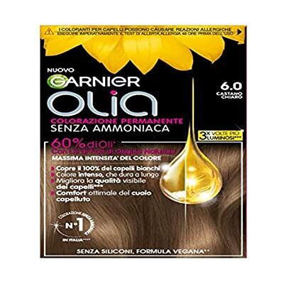 Garnier Olia Teinte Cheveux Sans Ammoniaque, Couvre 100% des Cheveux Blancs, Châtain Clair Garnier Olia Teinte Cheveux Sans Ammoniaque, Couvre 100% des Cheveux Blancs, Châtain Clair