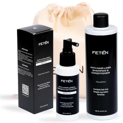 FETÉN FETEN Kit Anti-Chute Homme Shampooing et Après-Shampooing 400 ml + Sérum Spray 100 ml Traitement Chute de Cheveux Pousse, Volume et Fortification Anti Hair Loss FETÉN FETEN Kit Anti-Chute Homme Shampooing et Après-Shampooing 400 ml + Sérum Spray 100 ml Traitement Chute de Cheveux Pousse, Volume et Fortification Anti Hair Loss