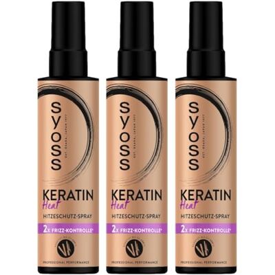 Syoss Lot de 3 sprays de protection contre la chaleur à la kératine Heat (3 x 200 ml) Protection contre la chaleur jusqu'à 230 °C Avec contrôle des frisottis pour des styles lisses, bouclés ou Syoss Lot de 3 sprays de protection contre la chaleur à la kératine Heat (3 x 200 ml) Protection contre la chaleur jusqu'à 230 °C Avec contrôle des frisottis pour des styles lisses, bouclés ou