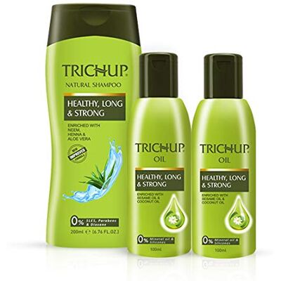 TRICHUP Kit de soins pour cheveux longs ou de croissance des cheveux Huile saine longue et forte (200 ml x 2), shampooing sain long et fort (200 ml) (lot de 3) TRICHUP Kit de soins pour cheveux longs ou de croissance des cheveux Huile saine longue et forte (200 ml x 2), shampooing sain long et fort (200 ml) (lot de 3)